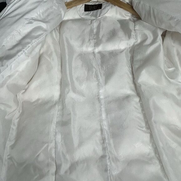 VEEKO Women's Medium 36 Goose Down Puffer Coat Jacket White Collared Pockets - Picture 15 of 16